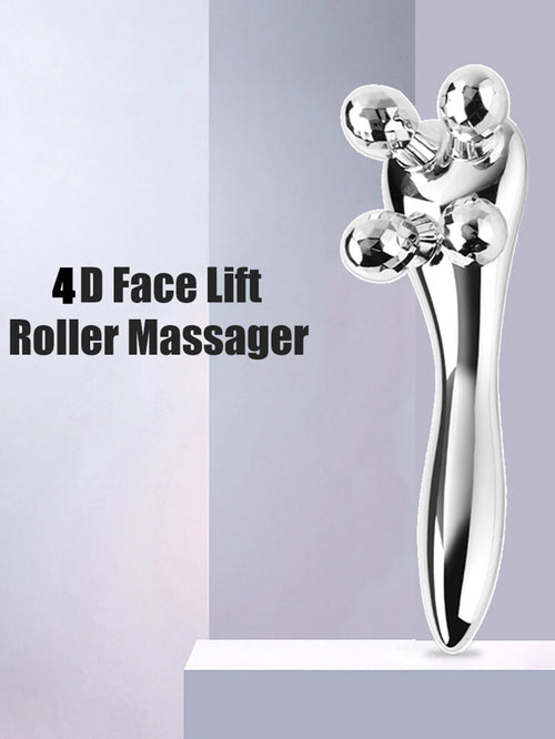 1 Pcs 4D Roller Face-Lift Wrinkle Silver Y Shape Roller Facial Eye Neck Muscle Relaxation Slimming Massager Relaxation Tools